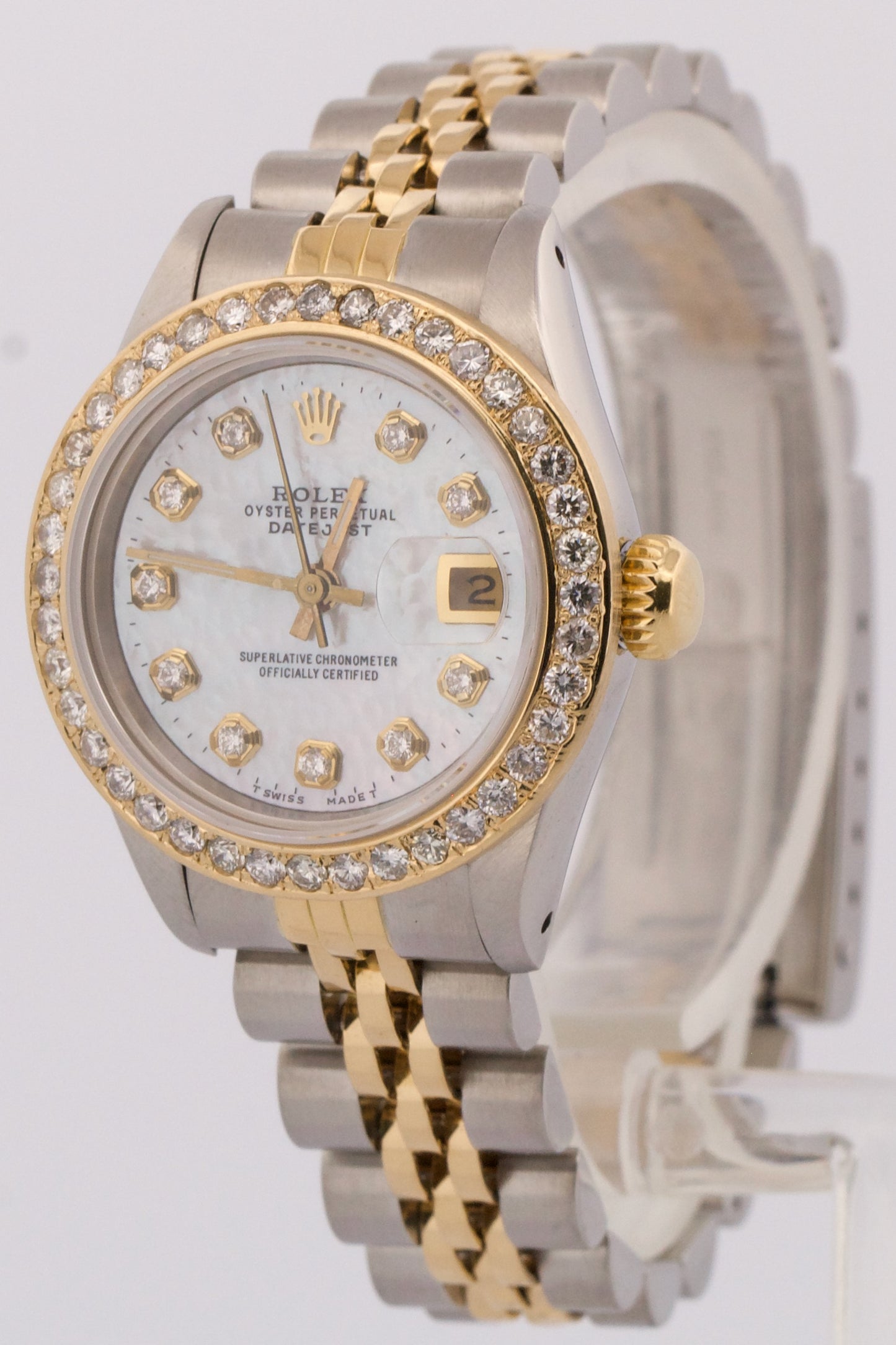 Ladies Rolex DateJust 26mm MOP DIAMOND Two-Tone 18K Gold Steel JUBILEE 69173