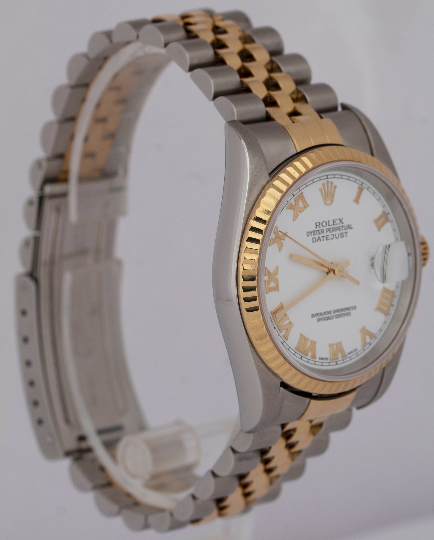 PAPERS Rolex DateJust 36mm White Two-Tone 18K Yellow Gold Steel Watch 16233 BOX
