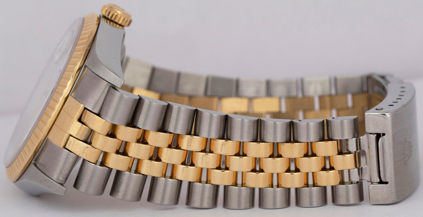 PAPERS Rolex DateJust 36mm White Two-Tone 18K Yellow Gold Steel Watch 16233 BOX