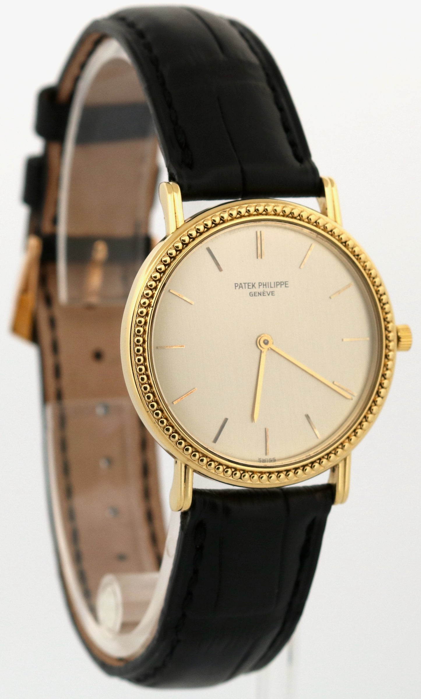VINTAGE Patek Philippe Calatrava 18K Yellow Gold Leather 33mm Manual Watch