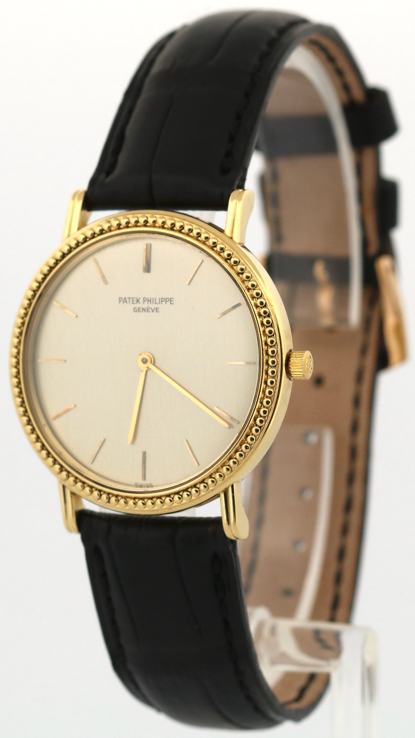 VINTAGE Patek Philippe Calatrava 18K Yellow Gold Leather 33mm Manual Watch