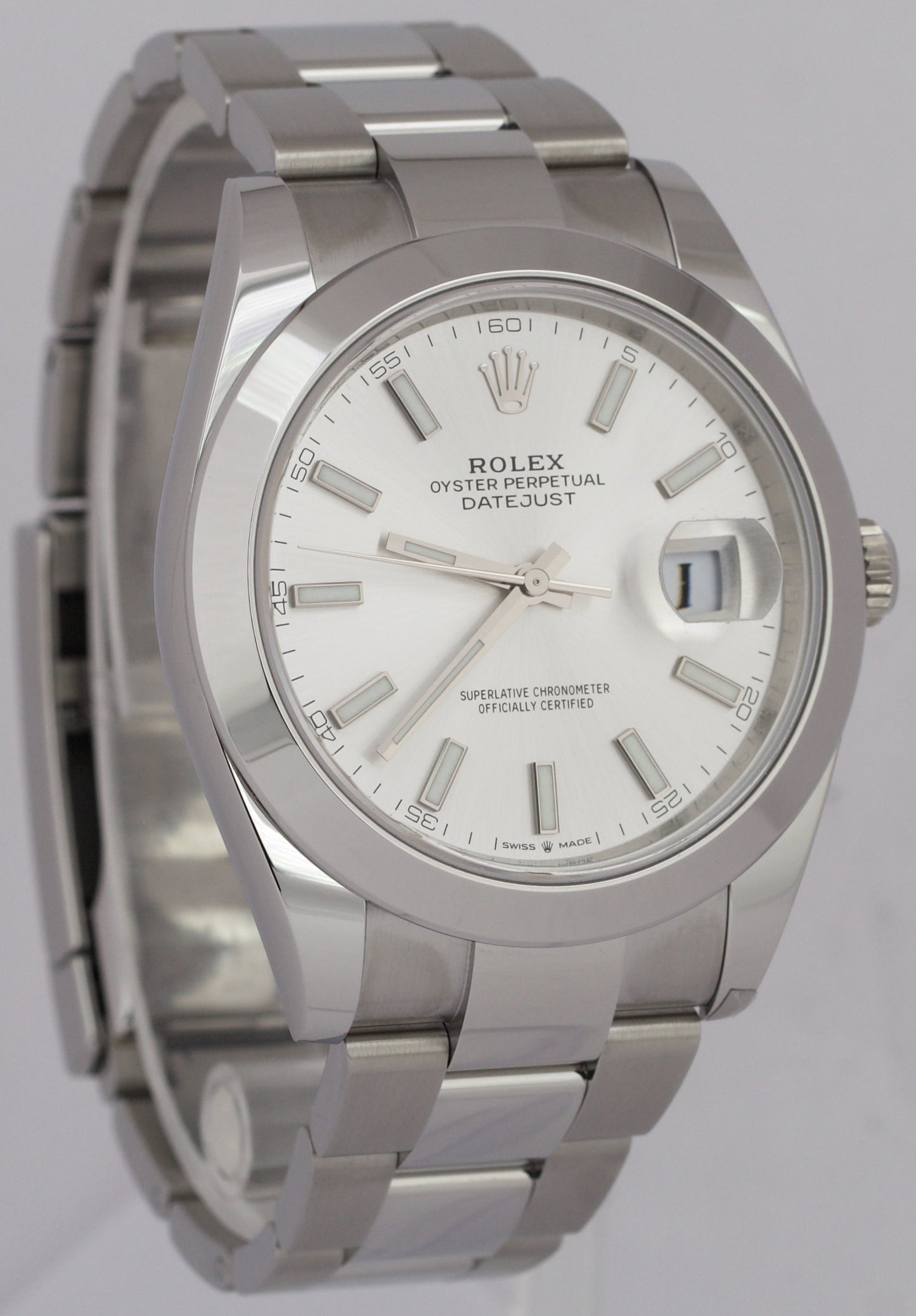 MINT 2024 PAPERS Rolex DateJust 41 SILVER Stainless Steel Oyster 41mm 126300 BOX