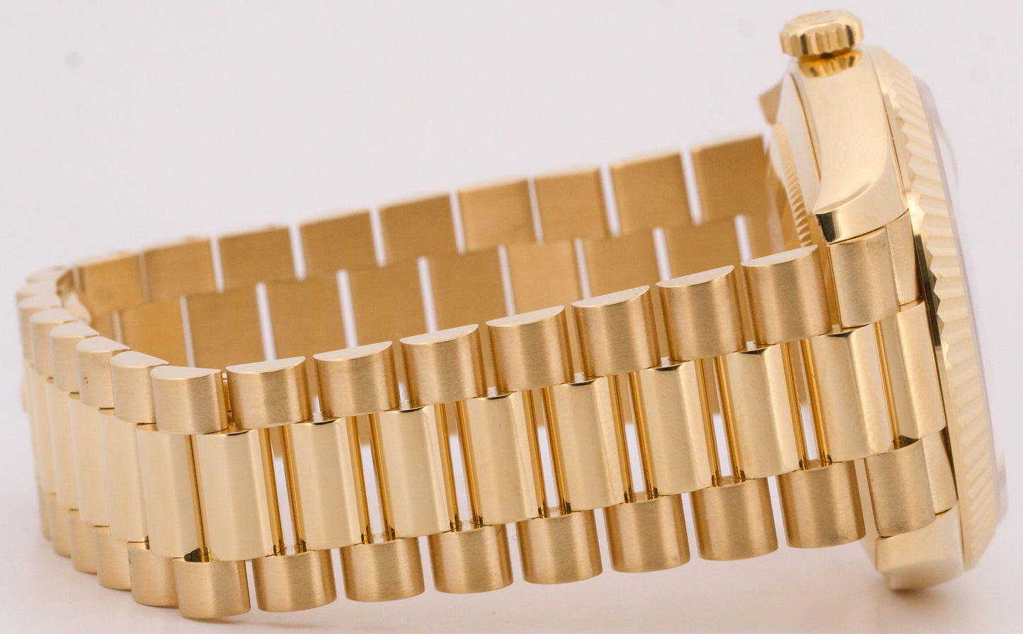 PAPERS Rolex Day-Date President 40mm WHITE ROMAN 18K Gold Fluted 228238 BOX