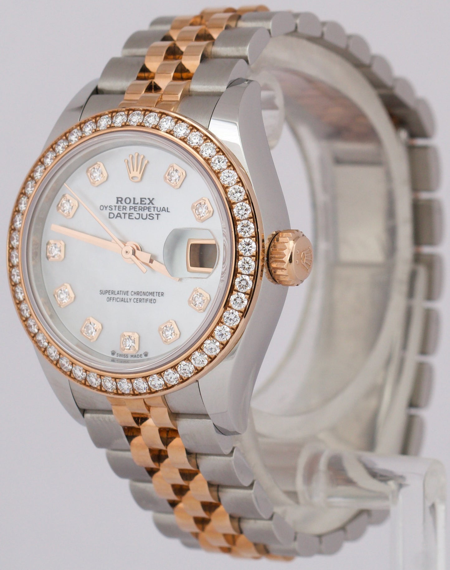 PAPERS Rolex DateJust MOP DIAMOND 28mm Steel JUBILEE 18K Rose Gold 279381RBR BOX