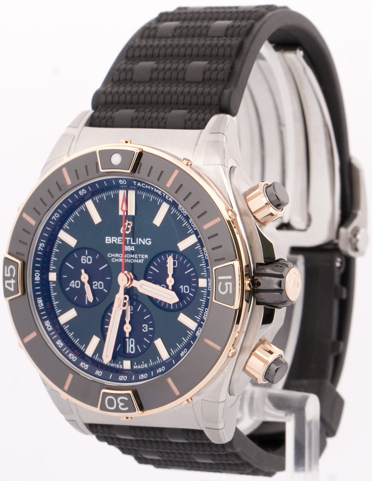 NEW JULY 2025 PAPERS Breitling Super Chronomat 18K Gold 44mm Steel UB0136 BOX