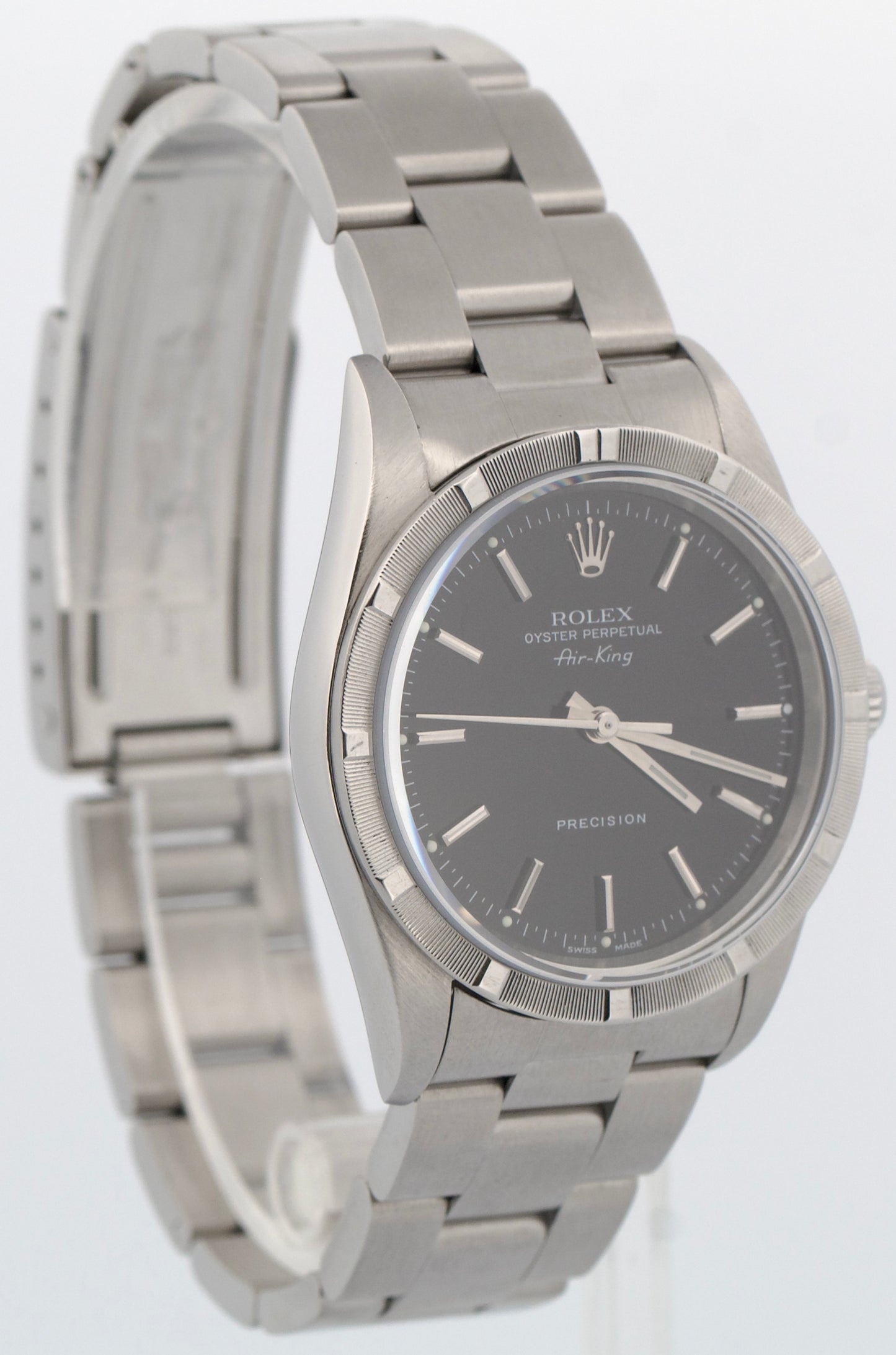 PAPERS Rolex Oyster Perpetual Air-King BLACK 14010 Stainless Steel 34mm BOX