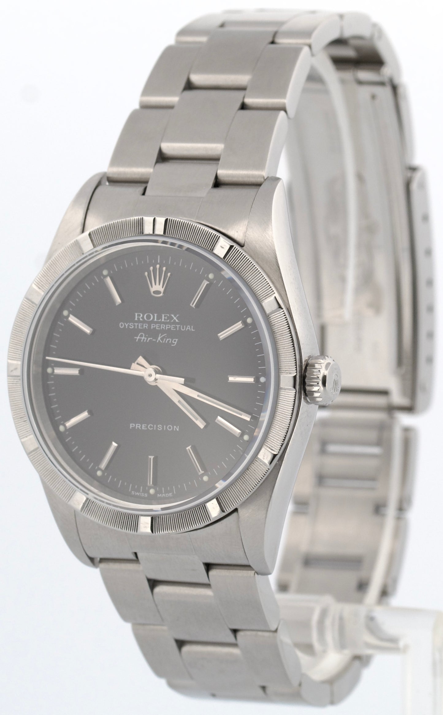 PAPERS Rolex Oyster Perpetual Air-King BLACK 14010 Stainless Steel 34mm BOX
