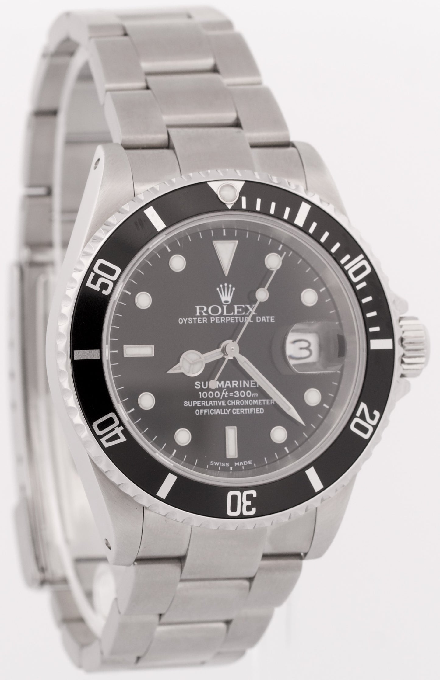 MINT PAPERS Rolex Submariner Date BLACK Stainless Steel 40mm Watch 16610 BOX