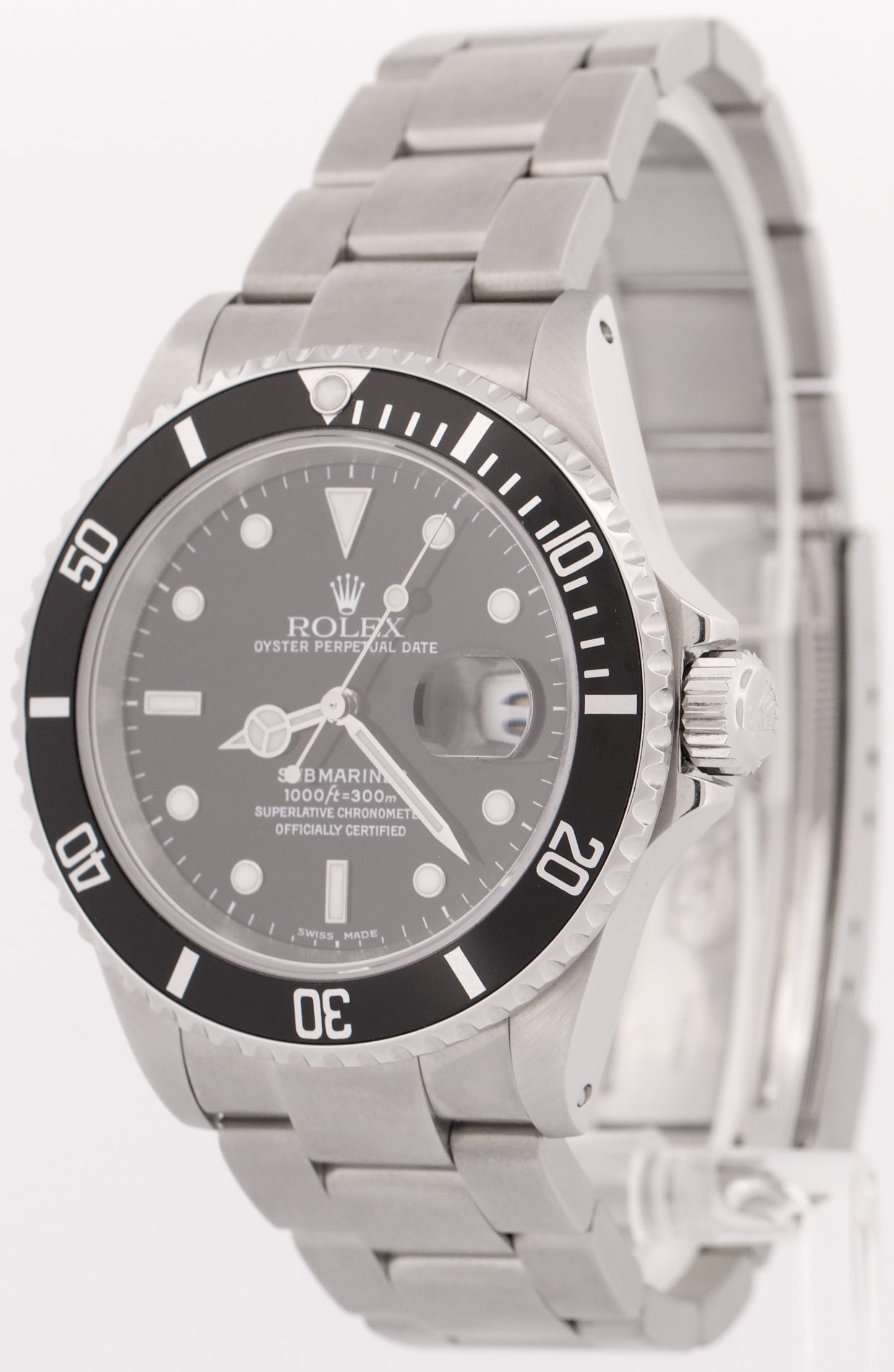 MINT PAPERS Rolex Submariner Date BLACK Stainless Steel 40mm Watch 16610 BOX