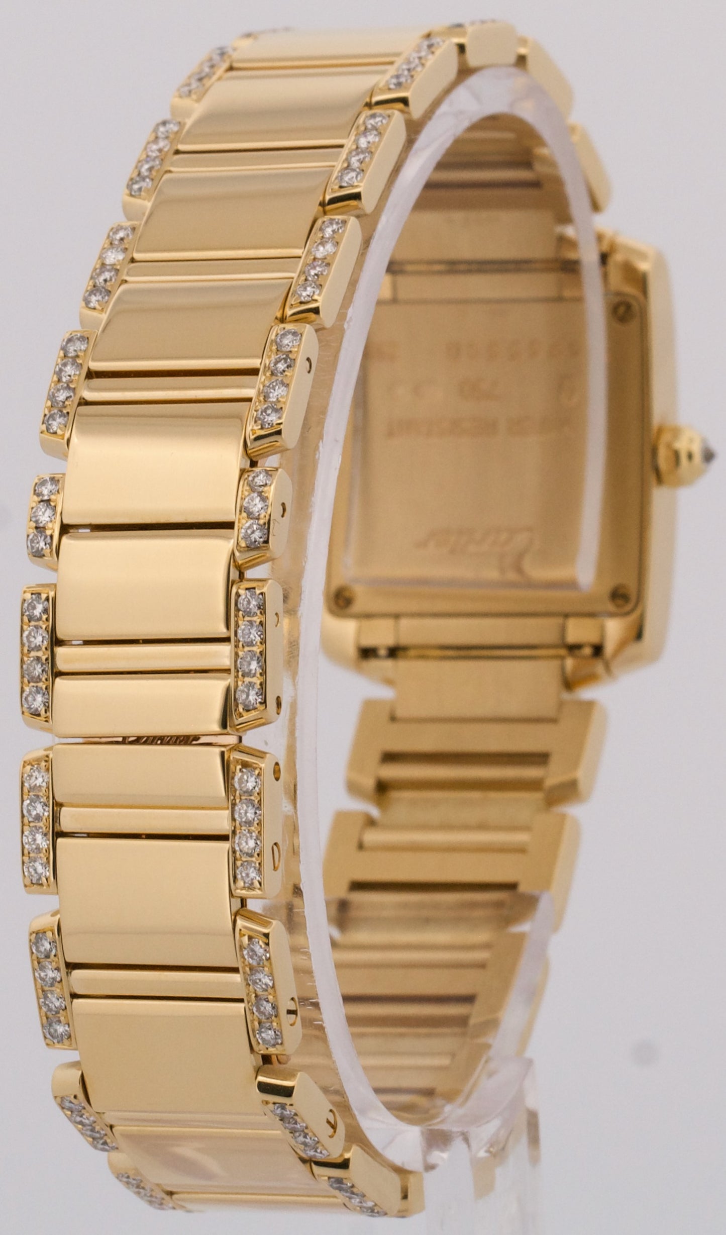 Ladies Cartier Tank Francaise 18k Yellow Gold 20mm DIAMOND Quartz WE1001RG 2385