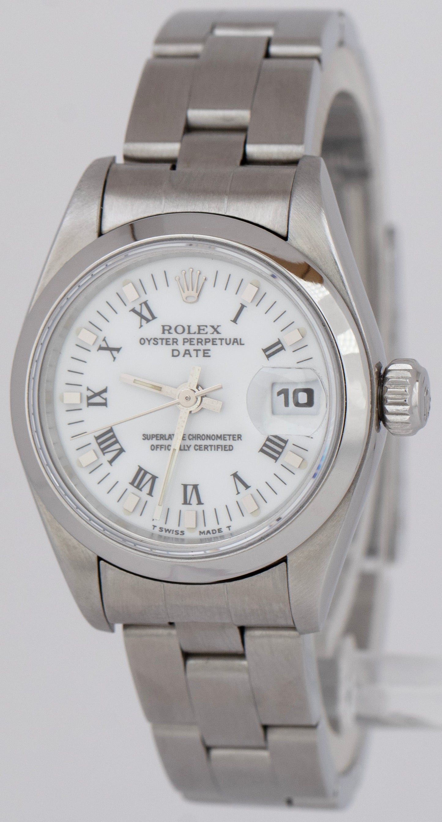 Ladies Rolex DateJust White Roman 26mm Stainless Oyster Automatic Watch 69160