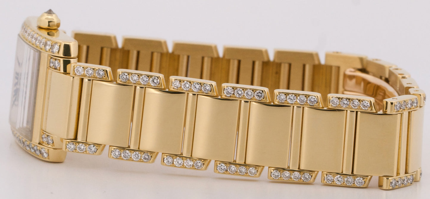 Ladies Cartier Tank Francaise 18k Yellow Gold 20mm DIAMOND Quartz WE1001RG 2385