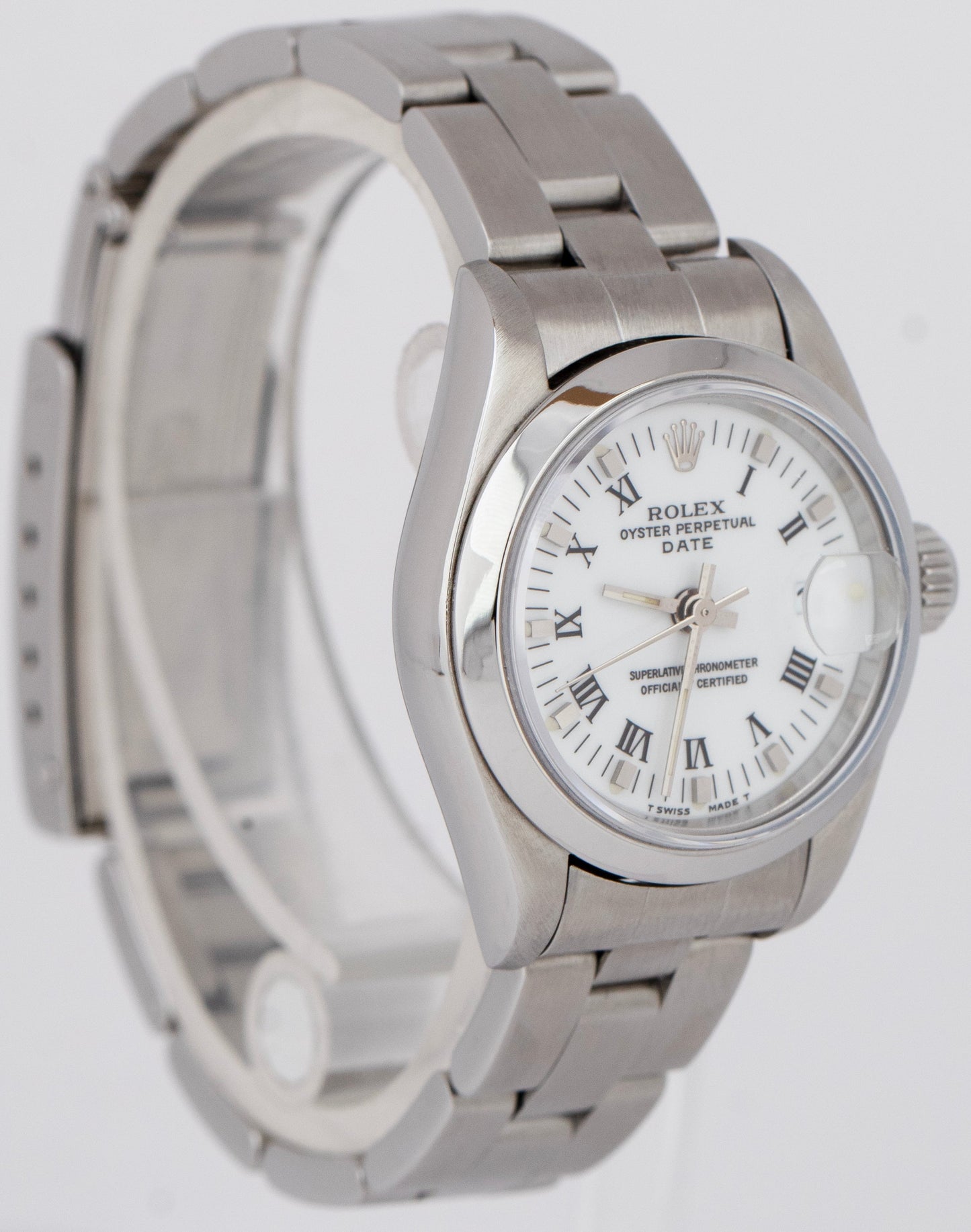 Ladies Rolex DateJust White Roman 26mm Stainless Oyster Automatic Watch 69160