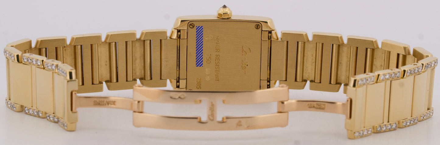 Ladies Cartier Tank Francaise 18k Yellow Gold 20mm DIAMOND Quartz WE1001RG 2385