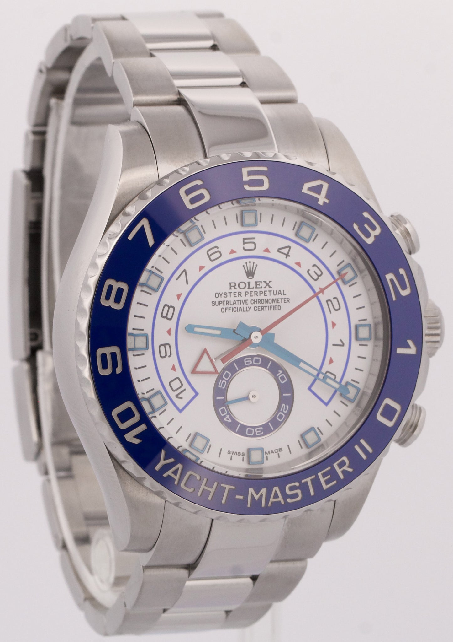 Rolex Yacht-Master II 44mm BLUE HANDS White Steel Ceramic Regatta 116680 Watch