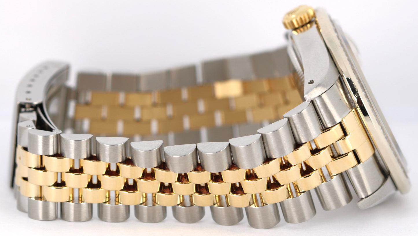 Rolex DateJust Two-Tone 18k Gold Steel Champagne Linen DIAMOND 36mm 16233 Watch