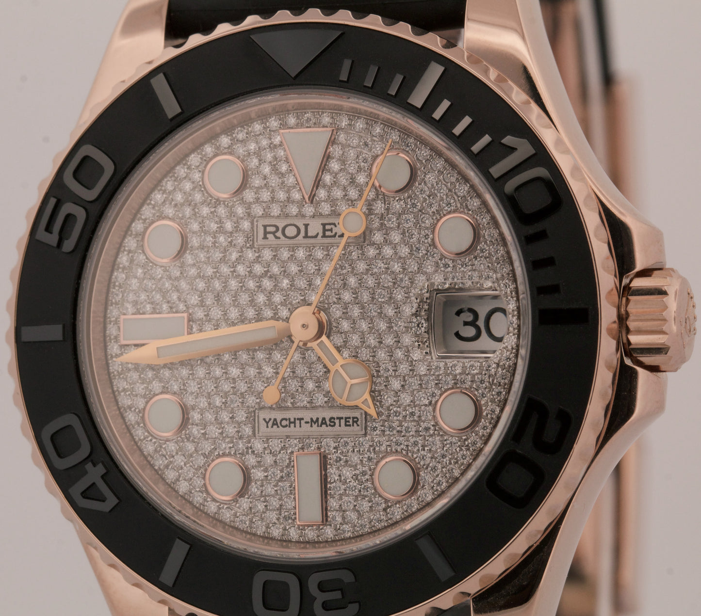 2019 PAPERS Rolex Yacht-Master PAVE DIAMOND 18K Gold Oysterflex 37mm 268655 BOX