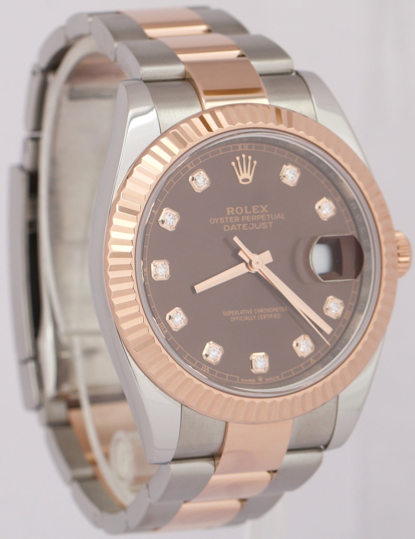 MINT Rolex DateJust 41mm CHOCOLATE DIAMOND Brown Steel 18K Gold OYSTER 126331