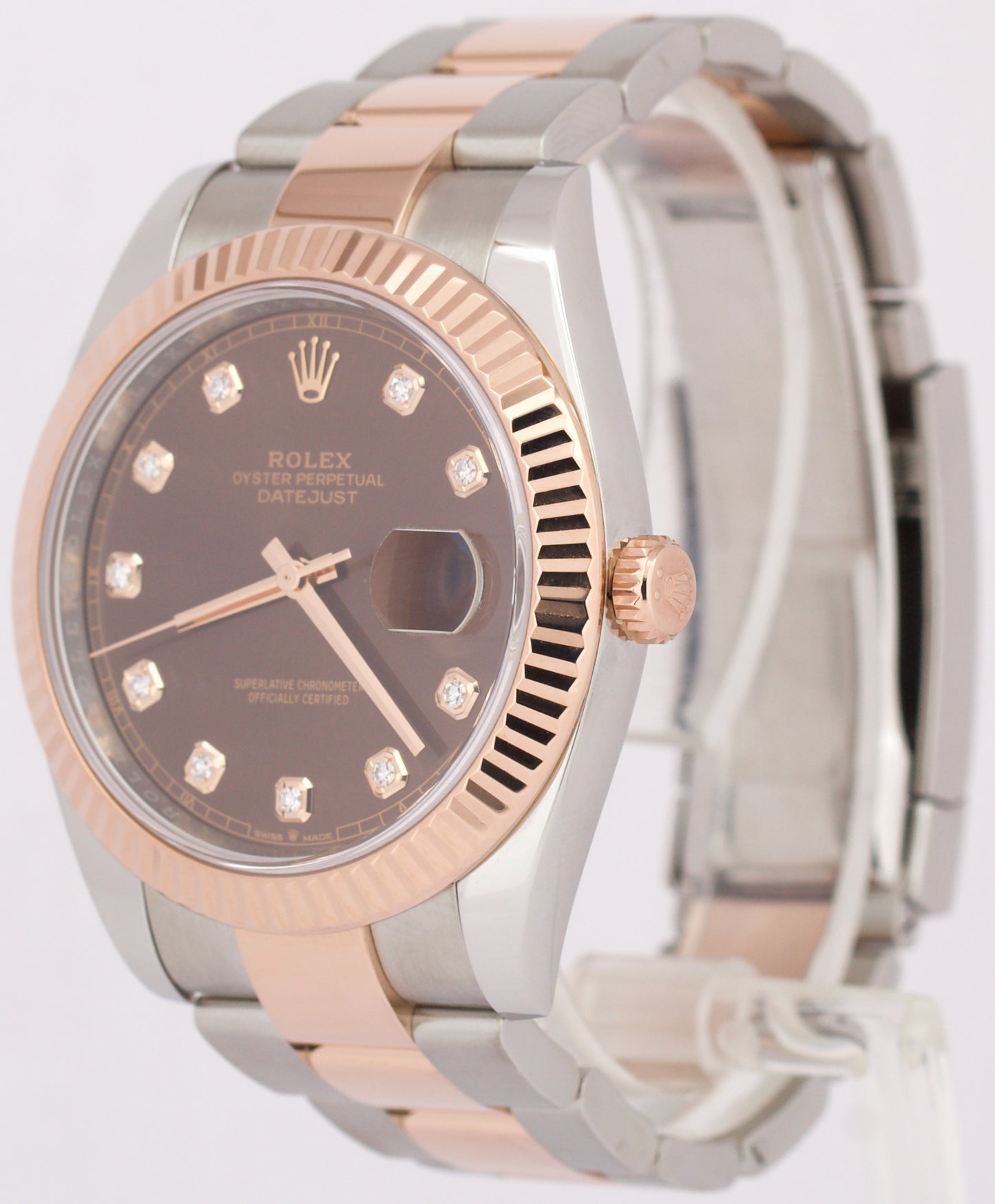 MINT Rolex DateJust 41mm CHOCOLATE DIAMOND Brown Steel 18K Gold OYSTER 126331