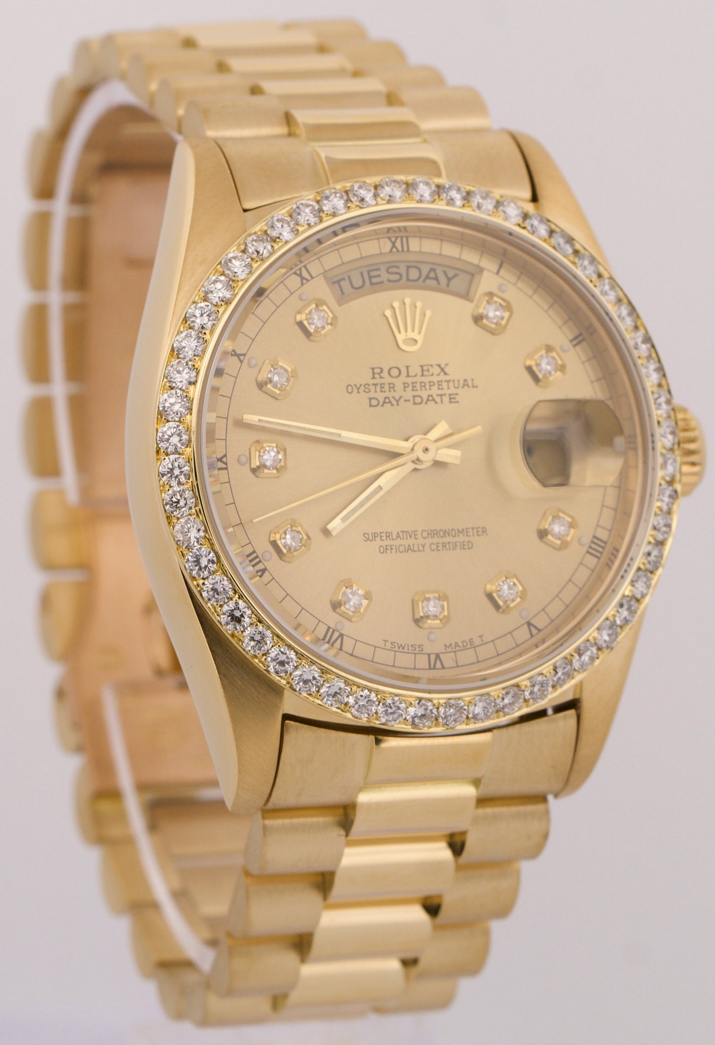 VINTAGE 1978 Rolex Day-Date President CHAMPAGNE DIAMOND 36mm 18K Watch 18038