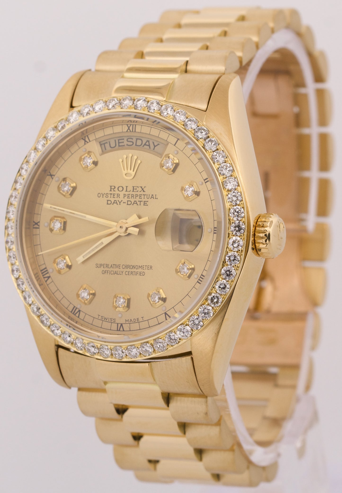 VINTAGE 1978 Rolex Day-Date President CHAMPAGNE DIAMOND 36mm 18K Watch 18038