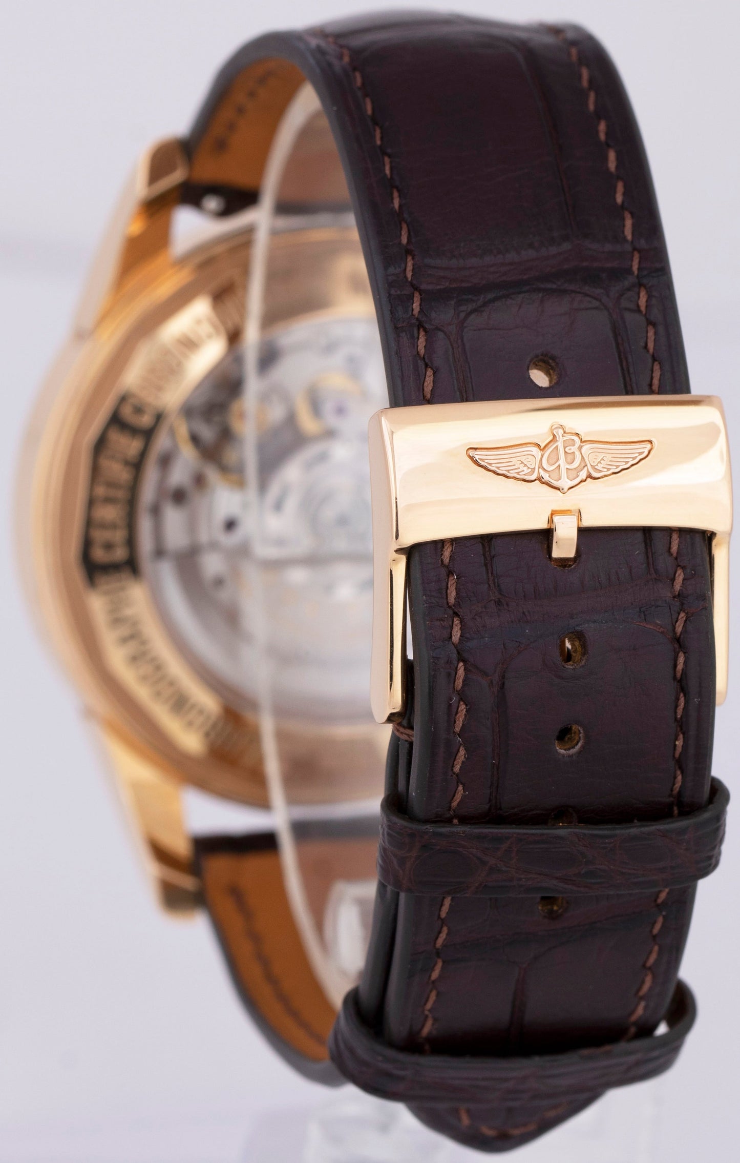 MINT Breitling Transocean Chronograph 18K Rose Gold PAPERS 43mm Watch RB0152 B+P