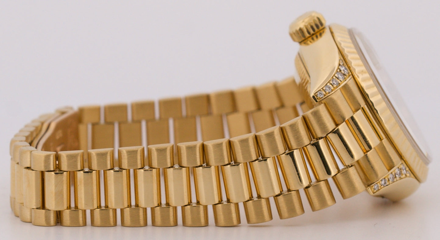 Ladies Rolex DateJust President 26mm MOP DIAMOND 18K Yellow Gold Fluted 69238