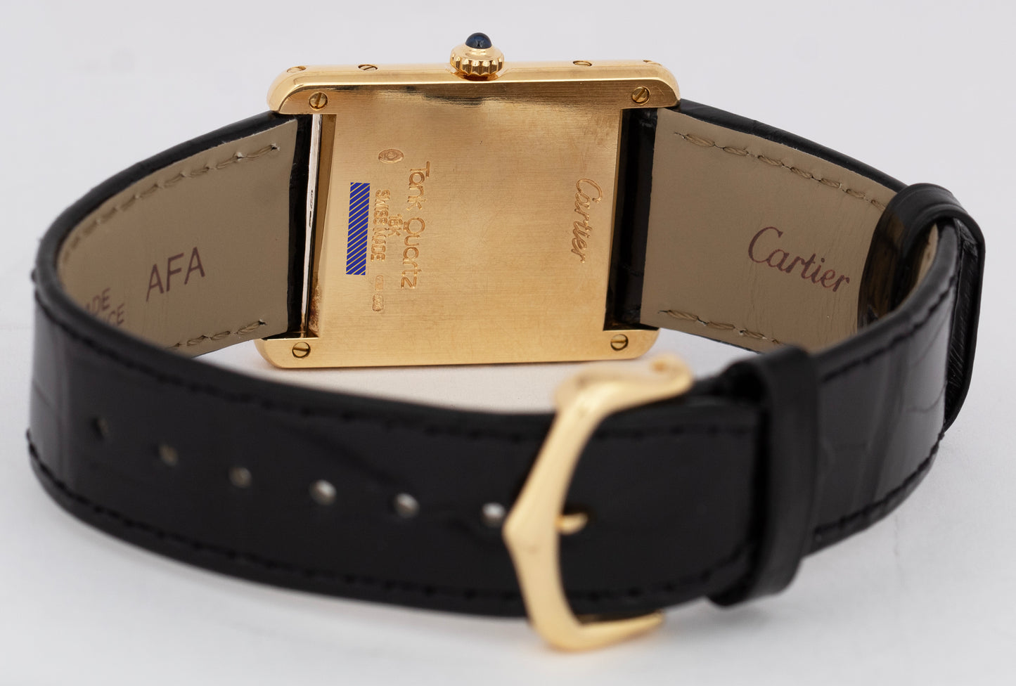 Vintage Cartier Tank Louis Quartz 18K Yellow Gold 23mm Leather Watch W1512856