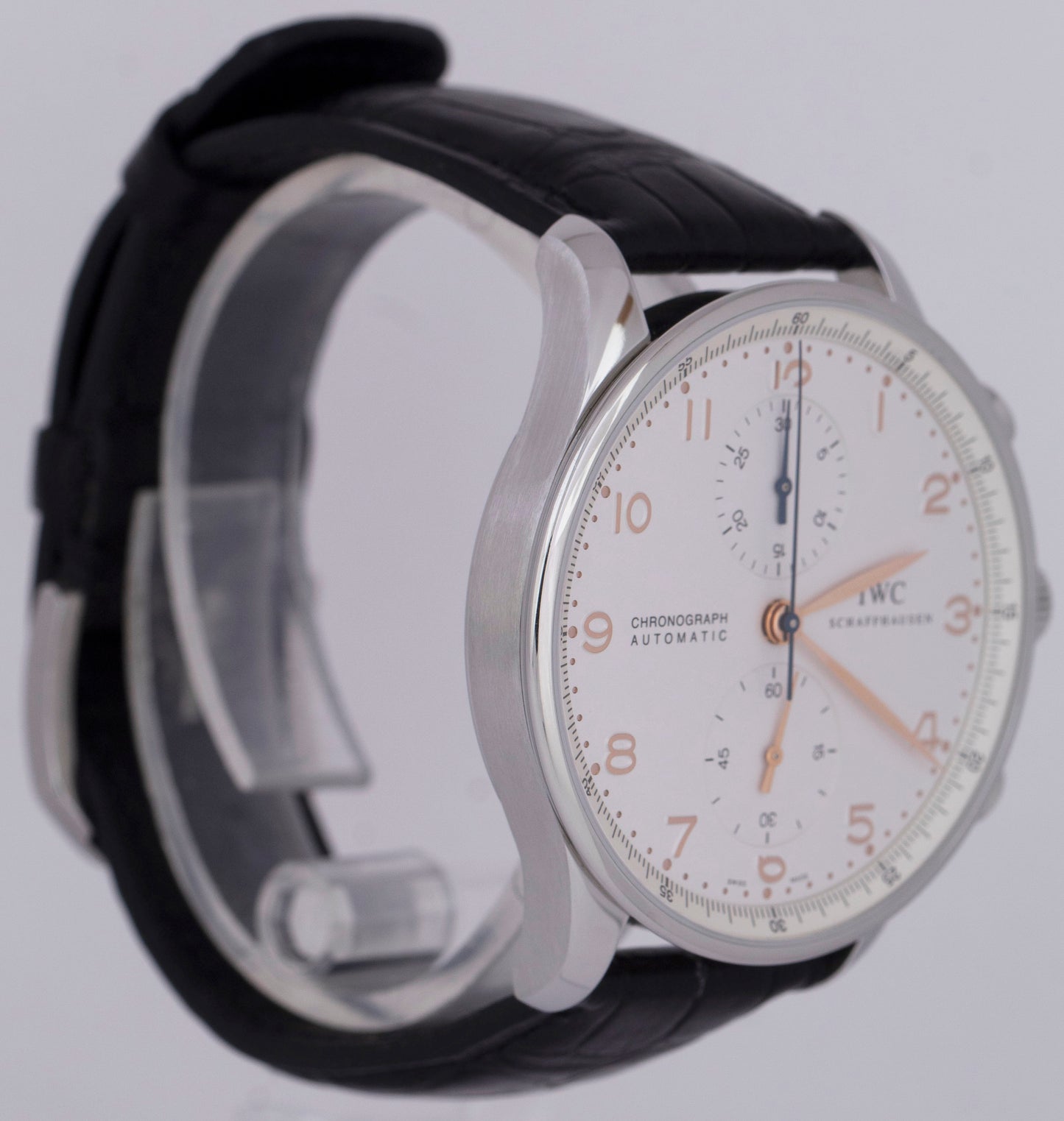 IWC Portuguese Chronograph PAPERS Stainless Silver 41mm IW3714-01 Watch B+P