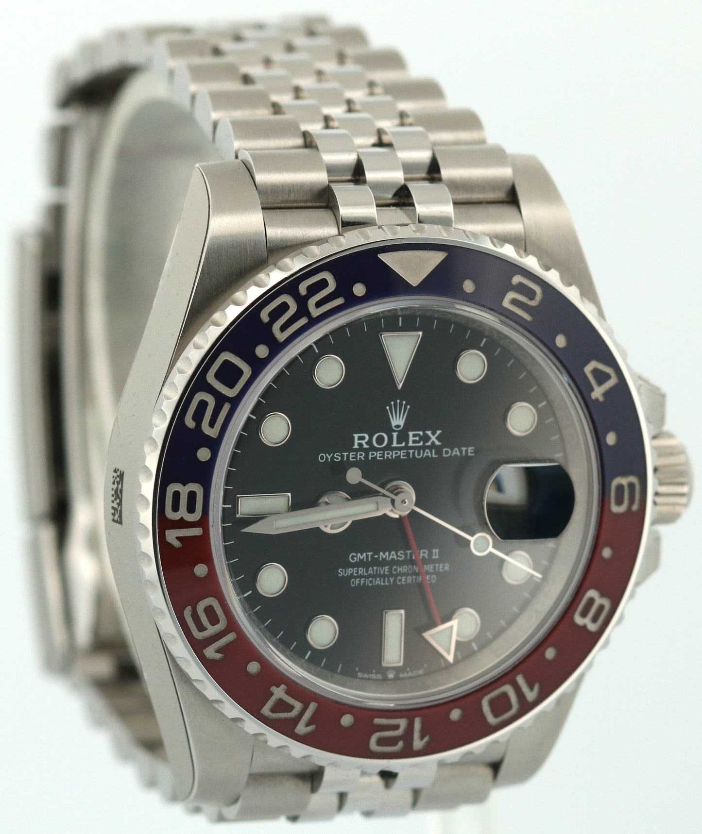 STICKERED Rolex GMT-Master II 40mm PEPSI Red Blue JUBILEE 126710 BLRO BOX
