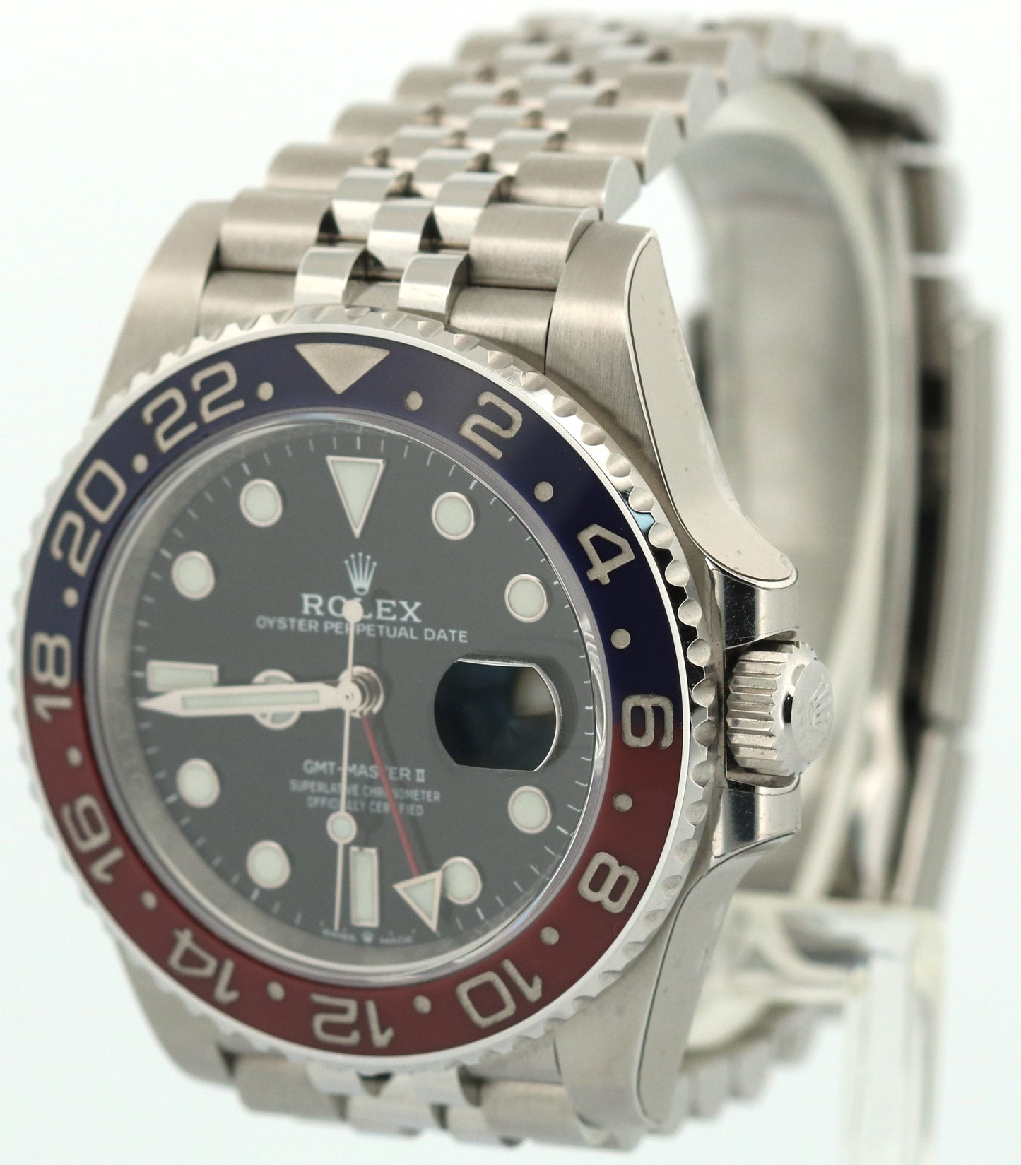 STICKERED Rolex GMT-Master II 40mm PEPSI Red Blue JUBILEE 126710 BLRO BOX