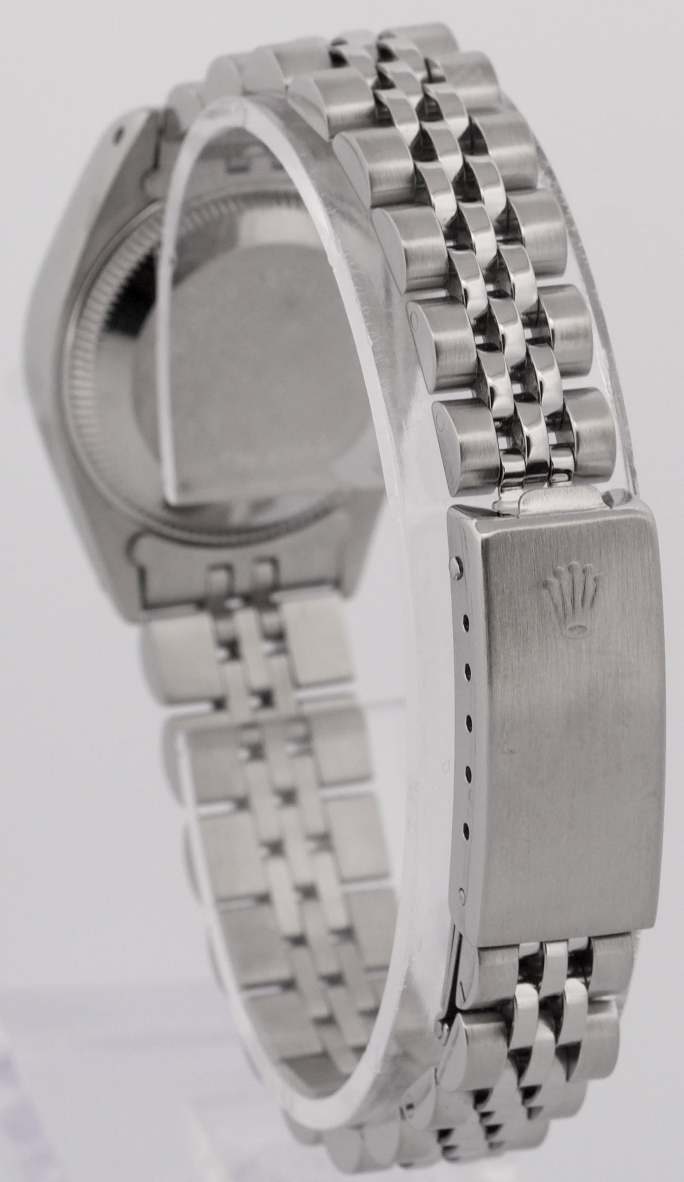 Ladies Rolex DateJust 26mm BLACK DIAMOND Stainless Steel JUBILEE Watch 6916