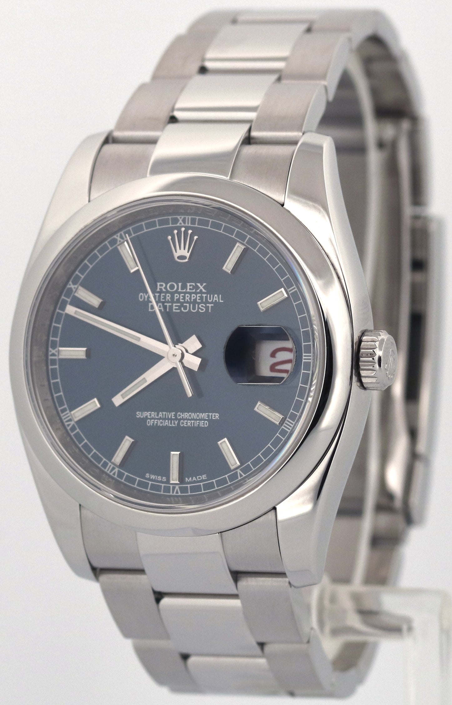 PAPERS Rolex DateJust 36mm BLUE Stainless Steel RED ROULETTE Oyster 116200 BOX