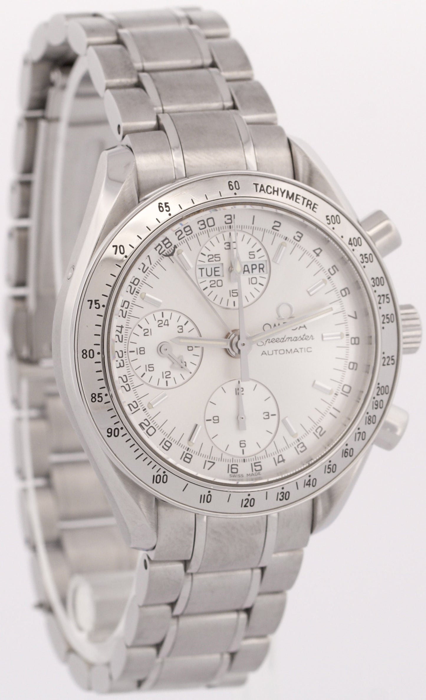 PAPERS Omega Speedmaster Day-Date Chronograph SILVER 39mm Steel 3523.30.00 BOX
