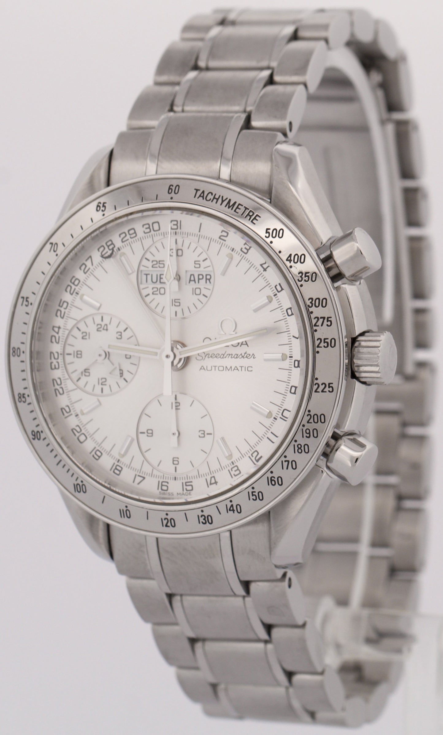 PAPERS Omega Speedmaster Day-Date Chronograph SILVER 39mm Steel 3523.30.00 BOX