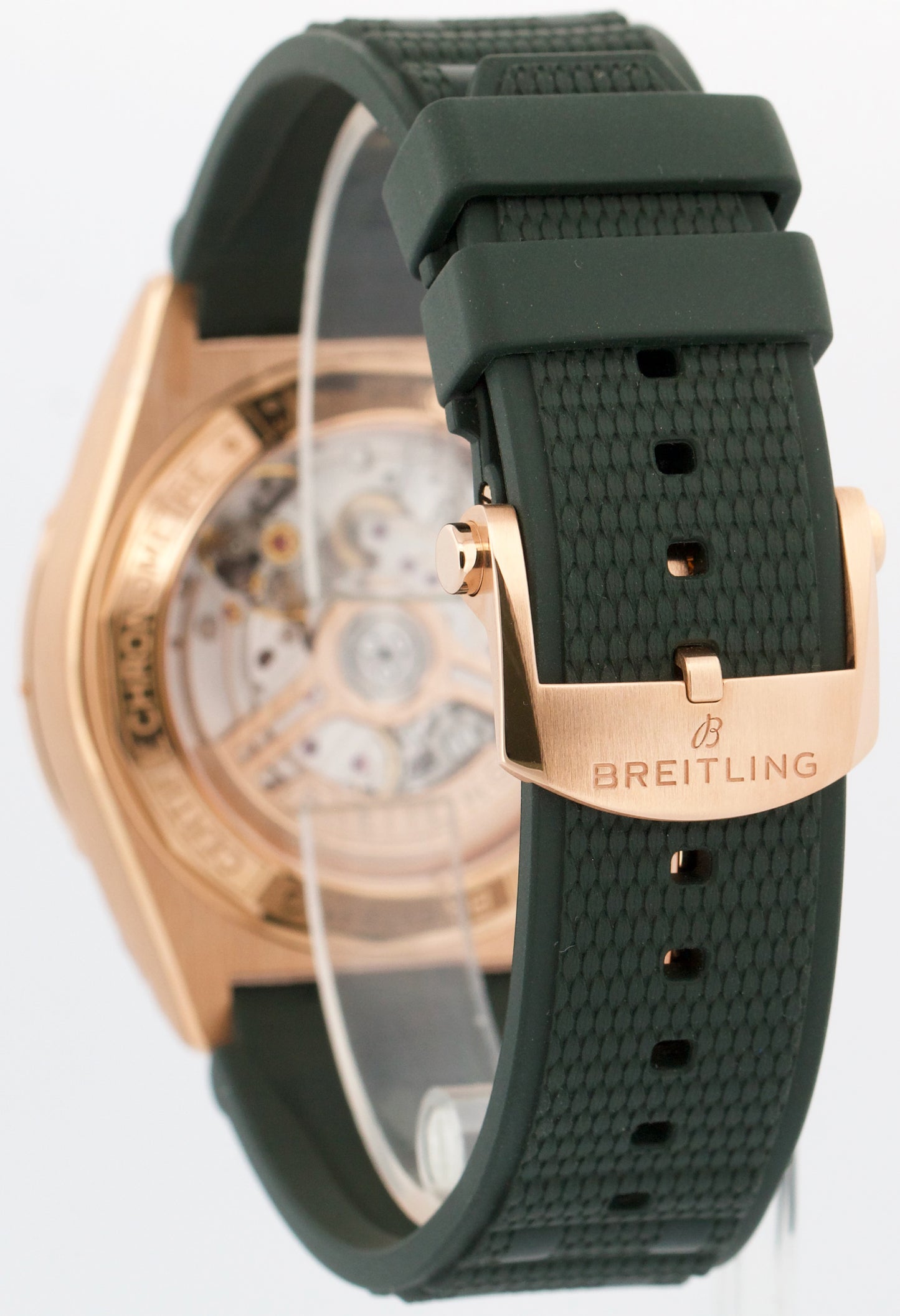 NEW 2025 PAPERS Breitling Chronomat B01 GREEN 18K Rose Gold RB0134 42mm BOX