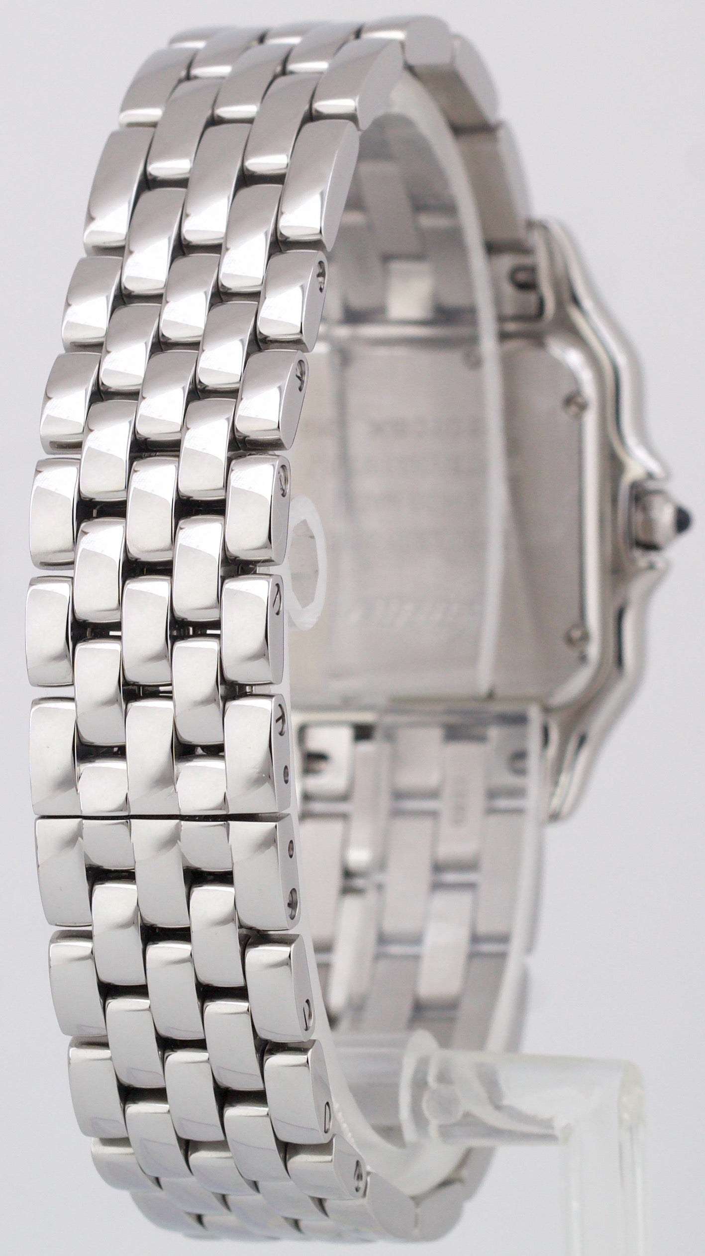 MINT Ladies Cartier Panthere Stainless Steel WHITE Roman 22mm Quartz Watch 4016
