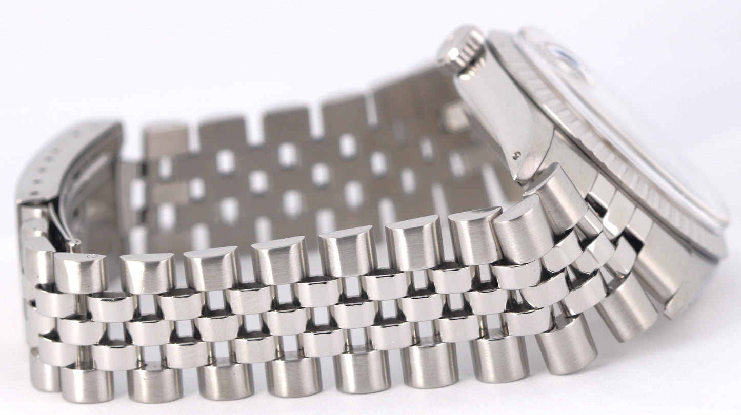 VINTAGE Rolex DateJust Steel Silver 36mm Engine-Turned 16030 Jubilee Watch