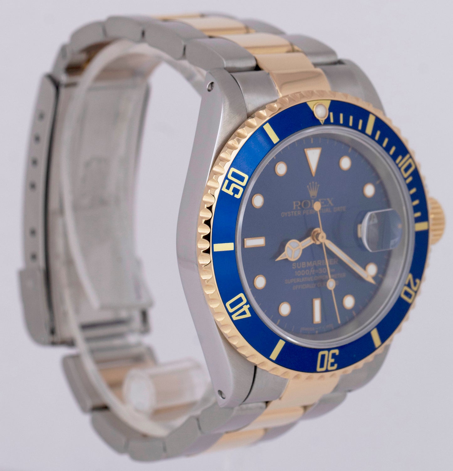 Rolex Submariner Date Two-Tone 18K Gold Stainless Steel Blue 40mm Watch 16613