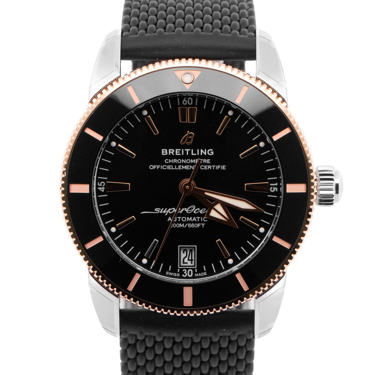 NEW PAPERS Breitling SuperOcean Heritage 18k Rose Gold 42mm UB2010 Watch BOX