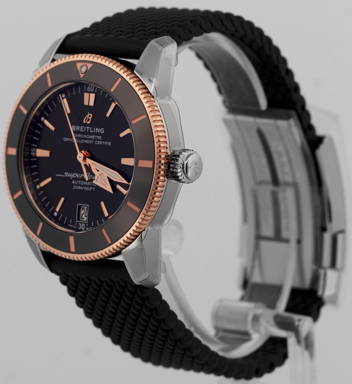 NEW PAPERS Breitling SuperOcean Heritage 18k Rose Gold 42mm UB2010 Watch BOX
