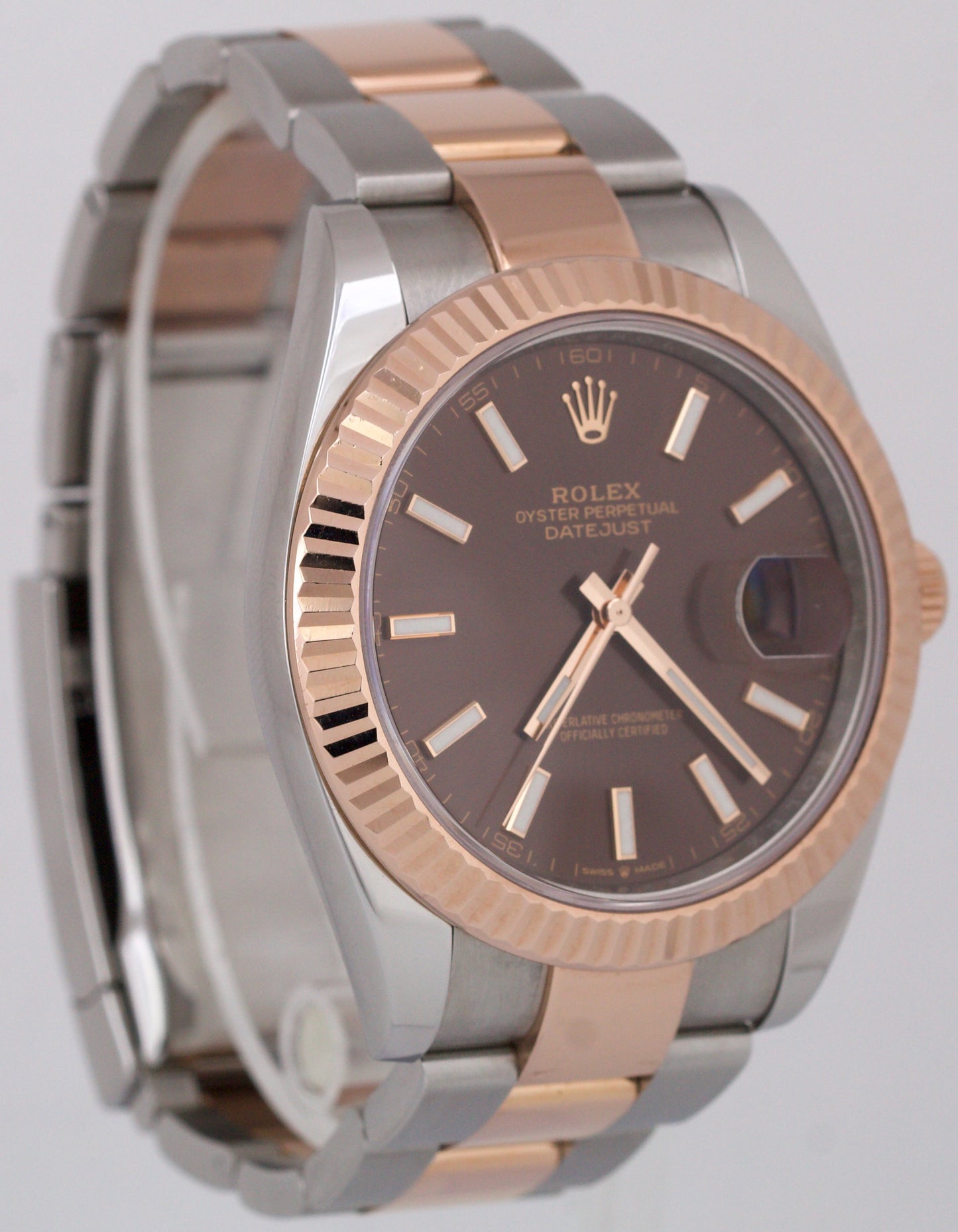 2023 PAPERS Rolex DateJust 41mm CHOCOLATE Brown Steel 18K Gold OYSTER 126331 BOX