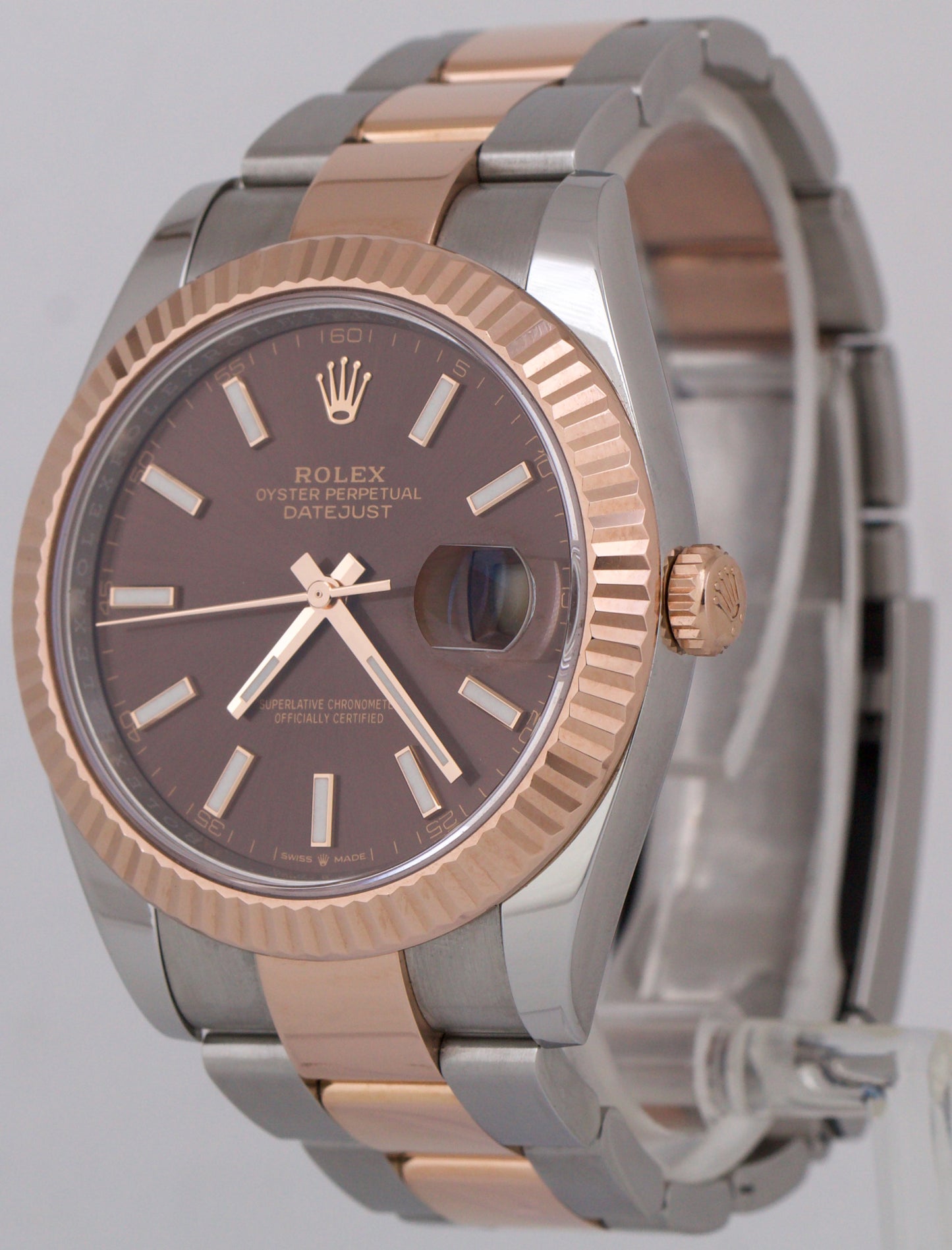 2023 PAPERS Rolex DateJust 41mm CHOCOLATE Brown Steel 18K Gold OYSTER 126331 BOX