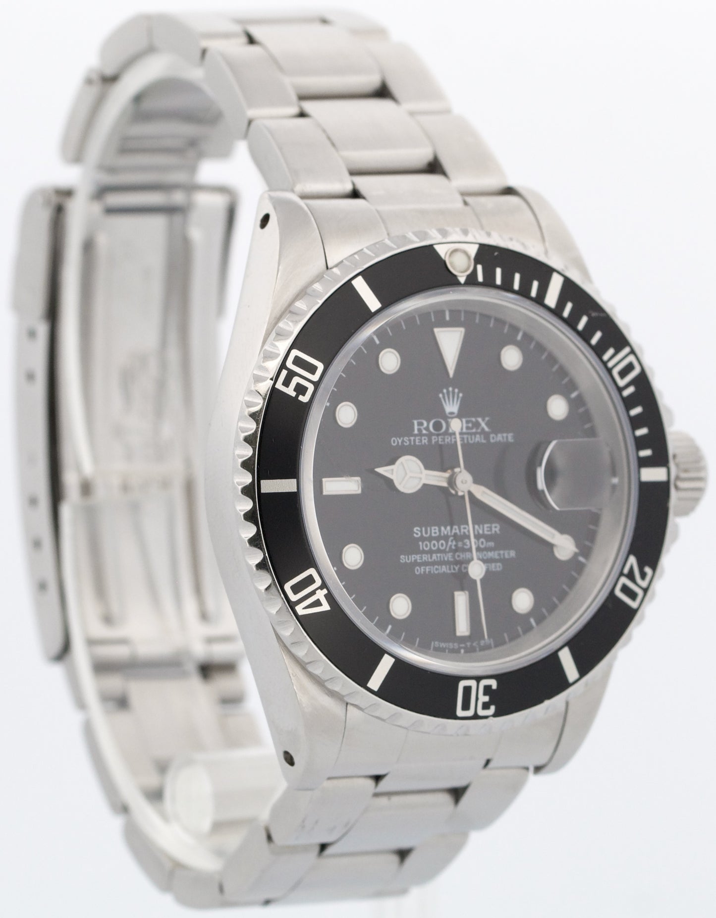 Rolex Submariner Date BLACK Stainless Steel 40mm Oyster Automatic Watch 16610