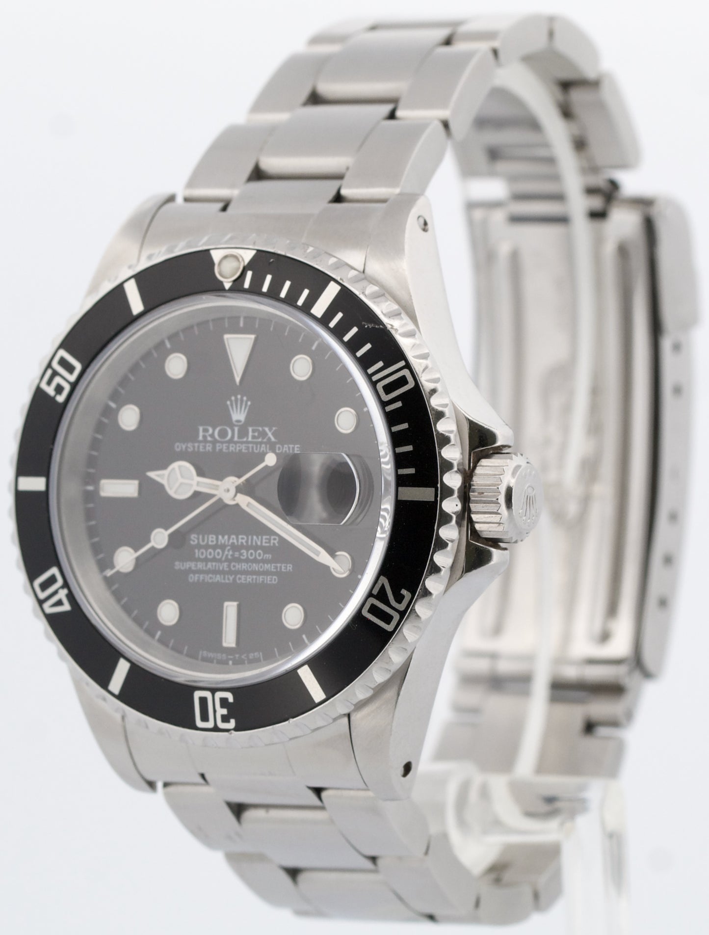 Rolex Submariner Date BLACK Stainless Steel 40mm Oyster Automatic Watch 16610