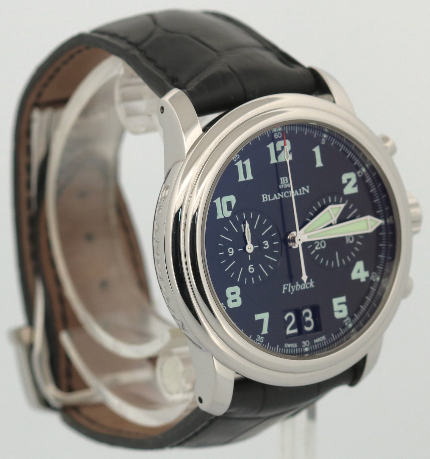 Blancpain Leman Flyback 40mm BLACK Arabic Automatic Leather 2885F-1130-71 BOX