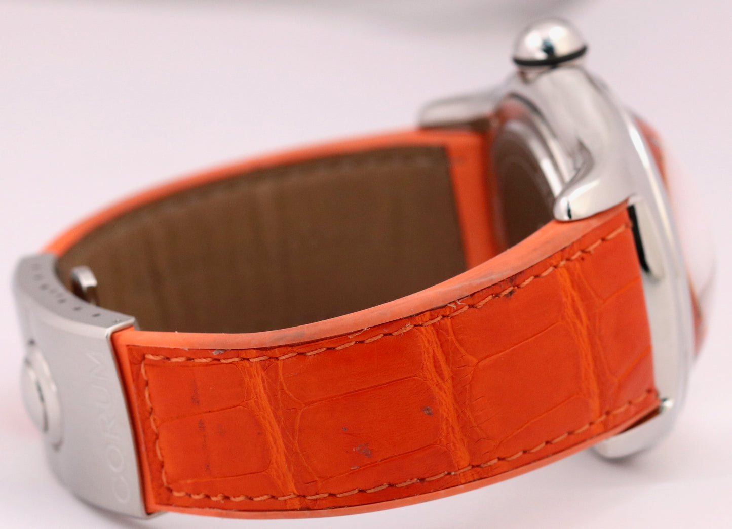 MINT Corum Bubble Orange Leather 45mm 163.150.20 Stainless Steel Quartz Watch