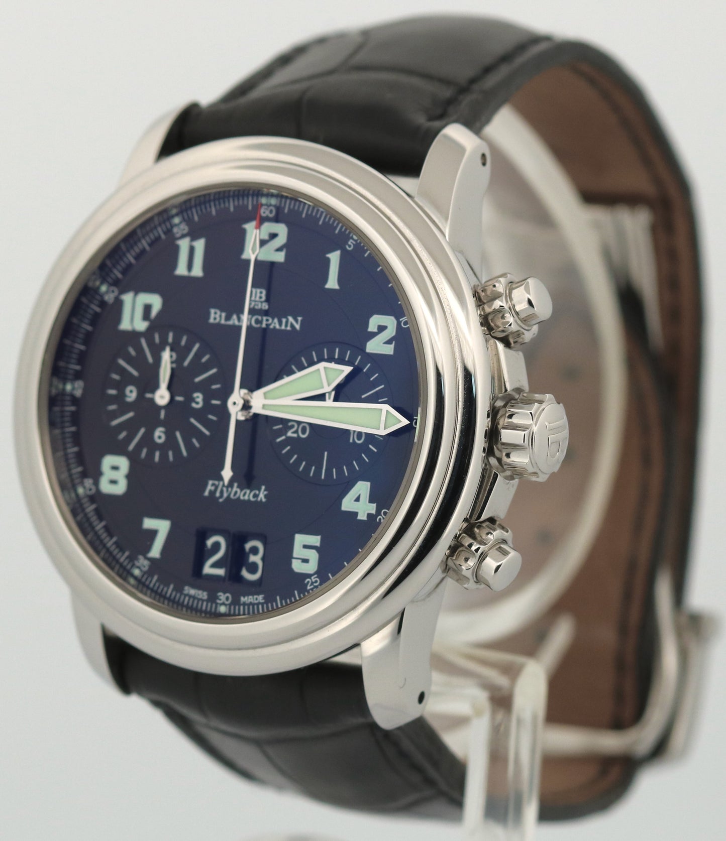 Blancpain Leman Flyback 40mm BLACK Arabic Automatic Leather 2885F-1130-71 BOX