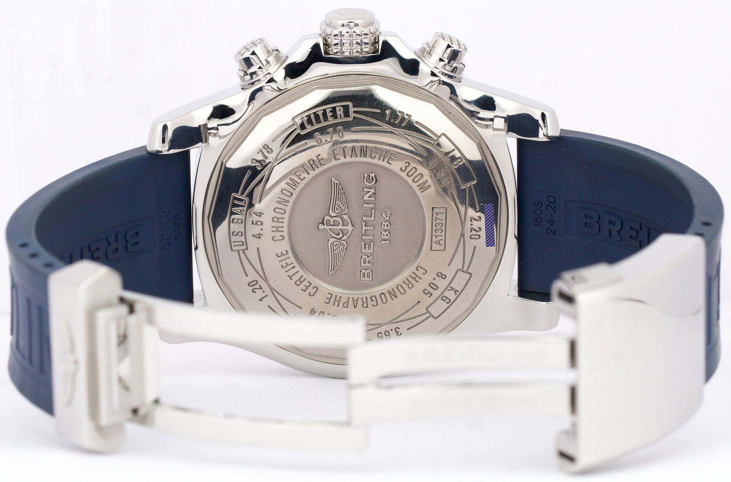 MINT Breitling Super Avenger Chronograph 48mm BLUE Rubber Steel Watch A13371