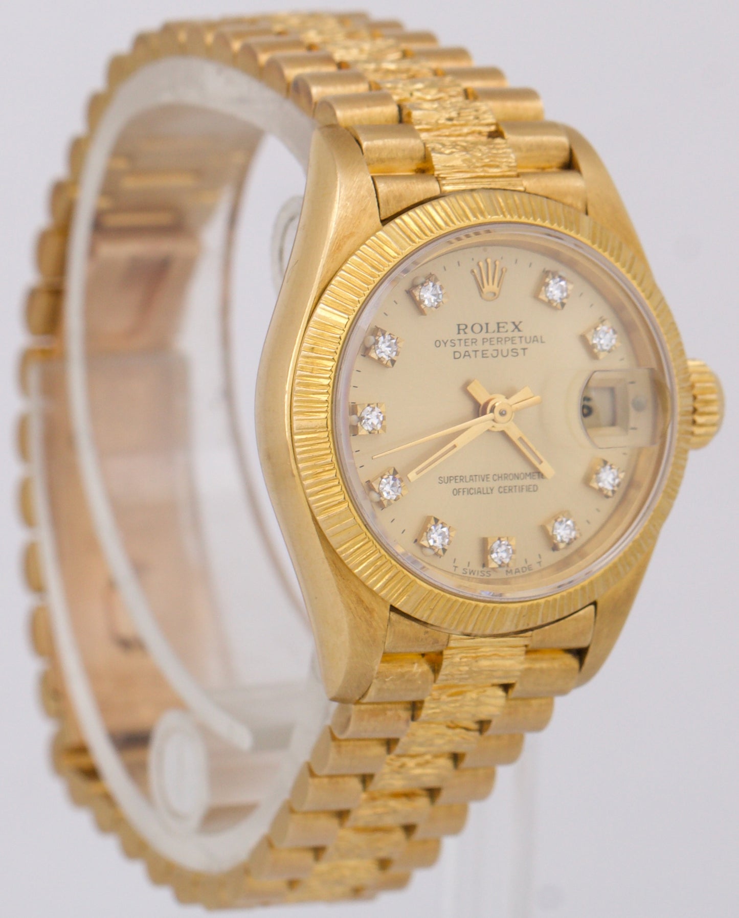 Rolex PAPERS DateJust President Blue 26mm BARK 18K Yellow Gold 69278 Watch BOX